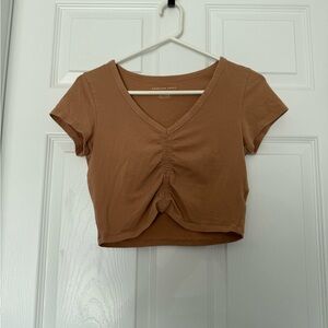 American Eagle Outfitters Women’s Tan V-Neck Crop Top
